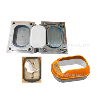 Molde de caja antiderrames de inyección de bandeja de arena para gatos gigante de plástico