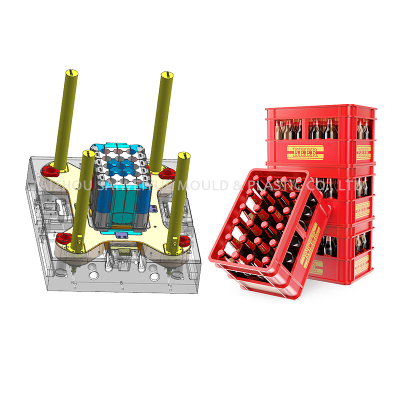 Molde de inyección de caja de vino de vidrio de caja de plástico de botella de refresco de cola