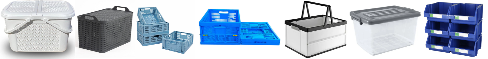 caja de plástico y canasta