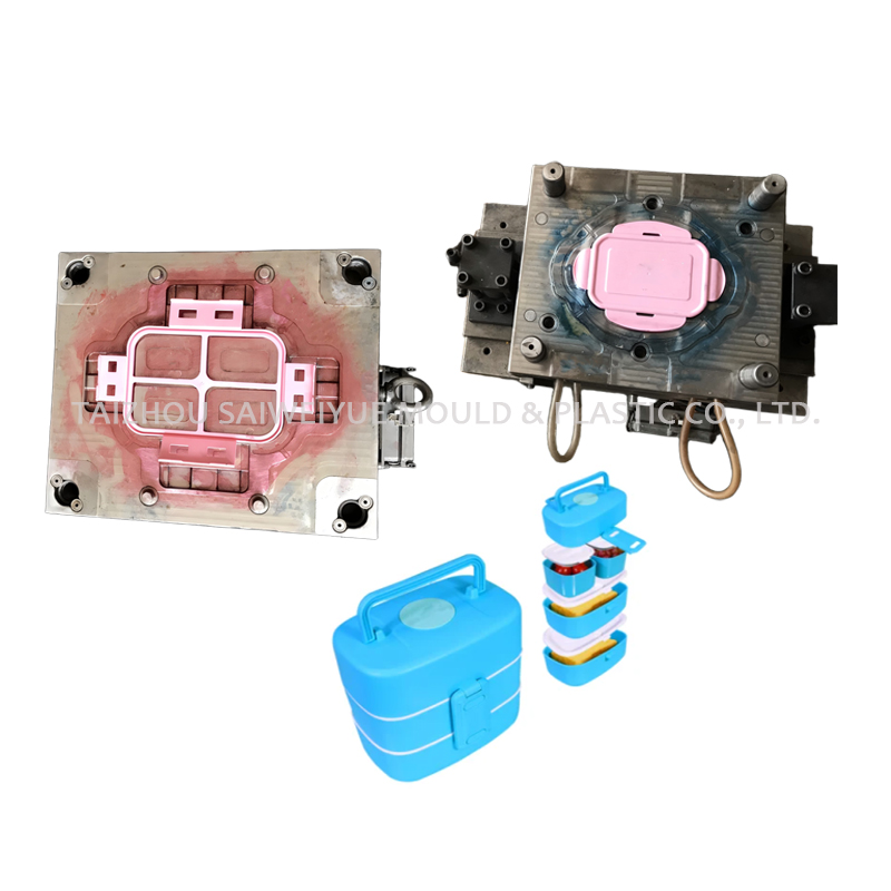 Contenedor de comida de plástico, recipiente de almuerzo multicapa, caja de Picnic, molde